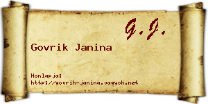 Govrik Janina névjegykártya